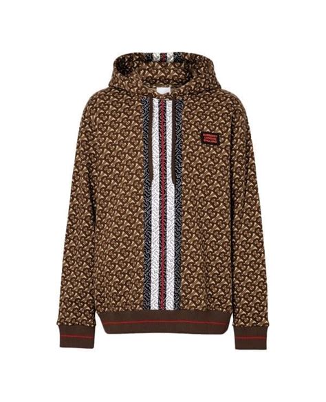 Burberry Monogram Collection Stripe Print Cotton Hoodie